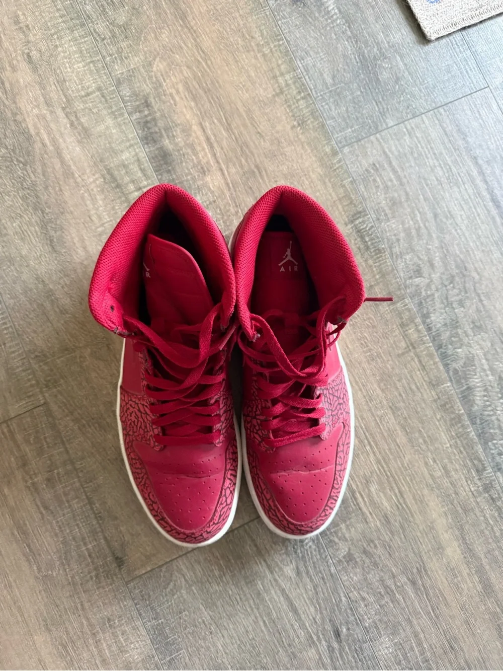 Jordan Men's Red High-Top Sneakers with Elephant Print